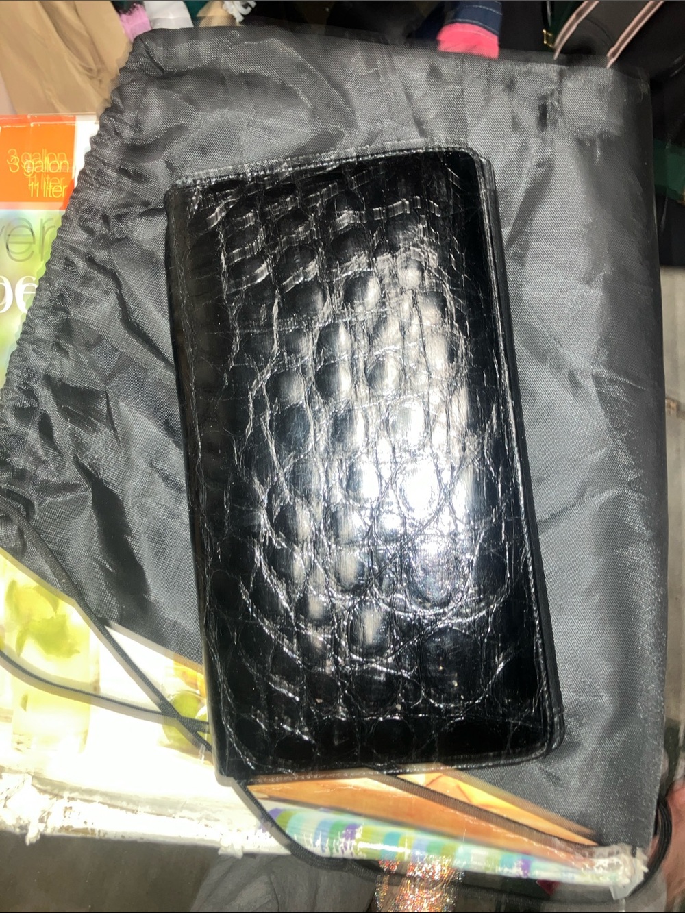 Crocodile Thailand Black Croc-Embossed Leather Long Wallet